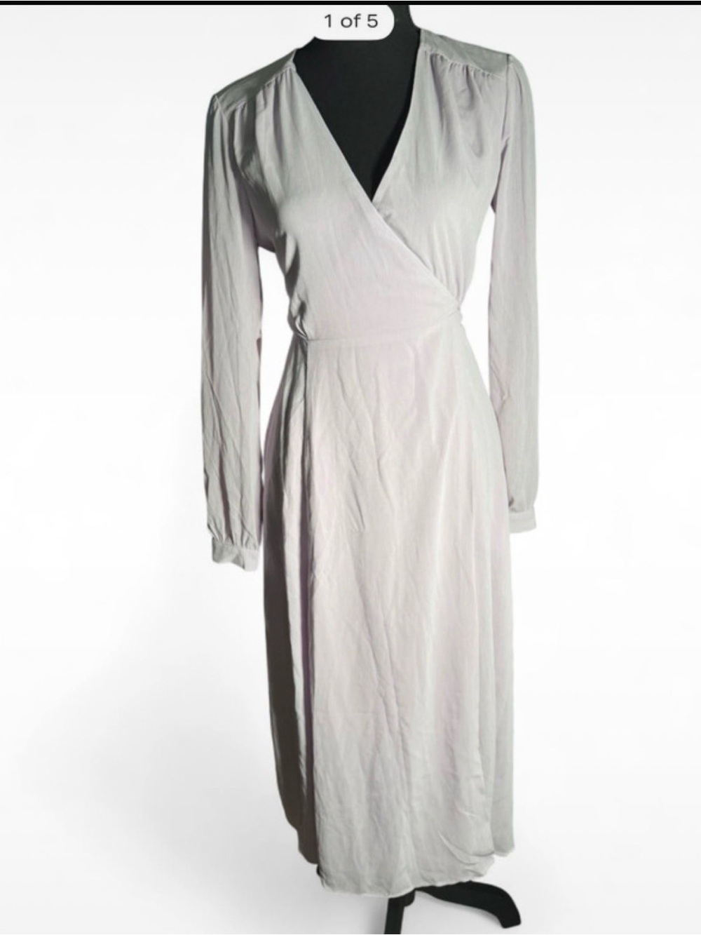 Babaton Pale Pink Long Sleeve Wrap Midi Dress